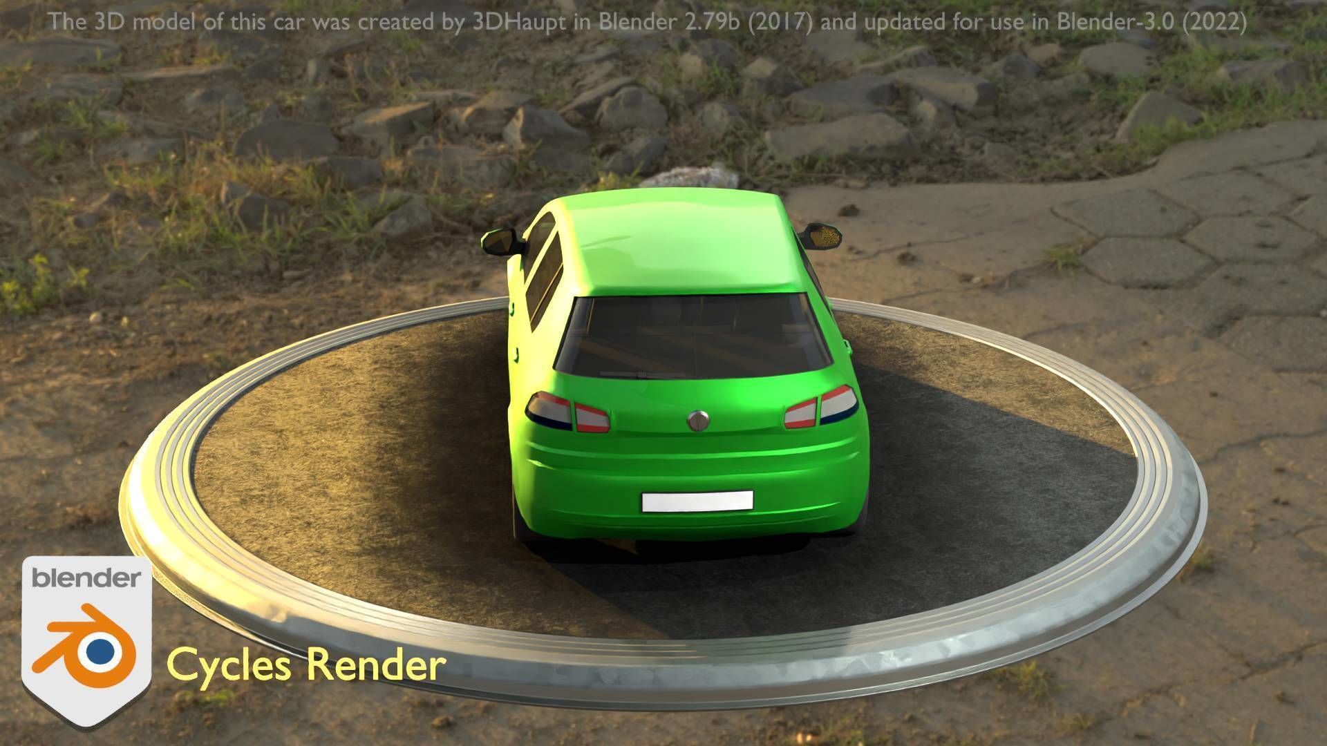 City Car 41 Compact Class Type-C Green Low-poly 3D model_4