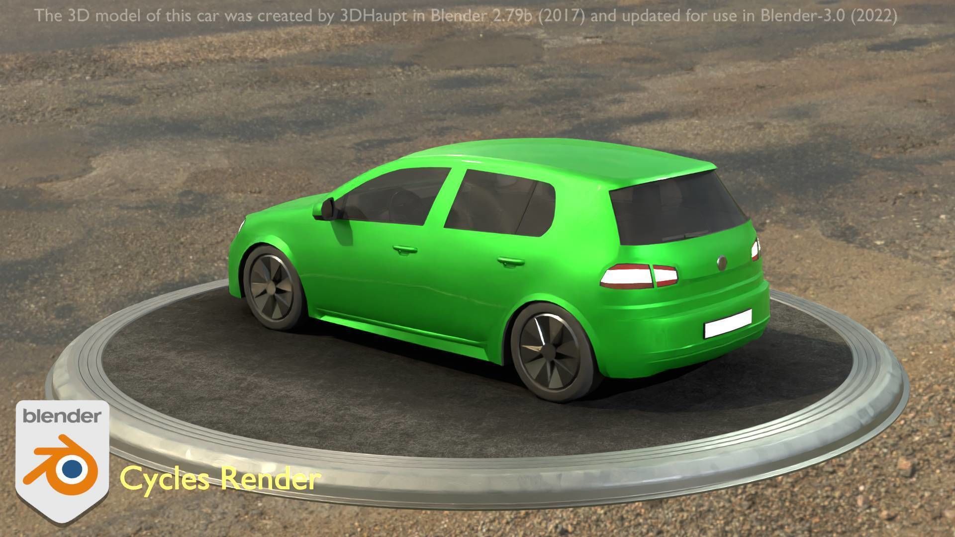 City Car 41 Compact Class Type-C Green Low-poly 3D model_80