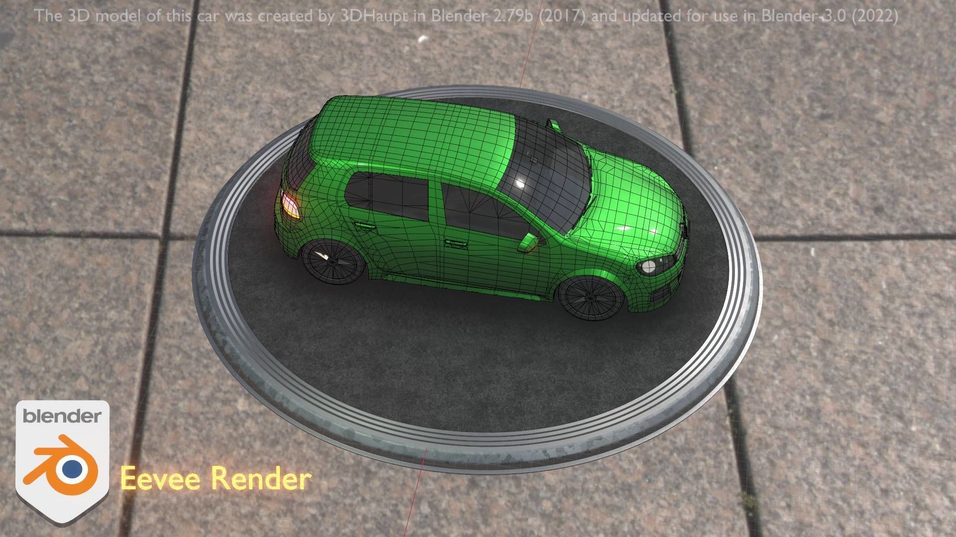 City Car 41 Compact Class Type-C Green Low-poly 3D model_100