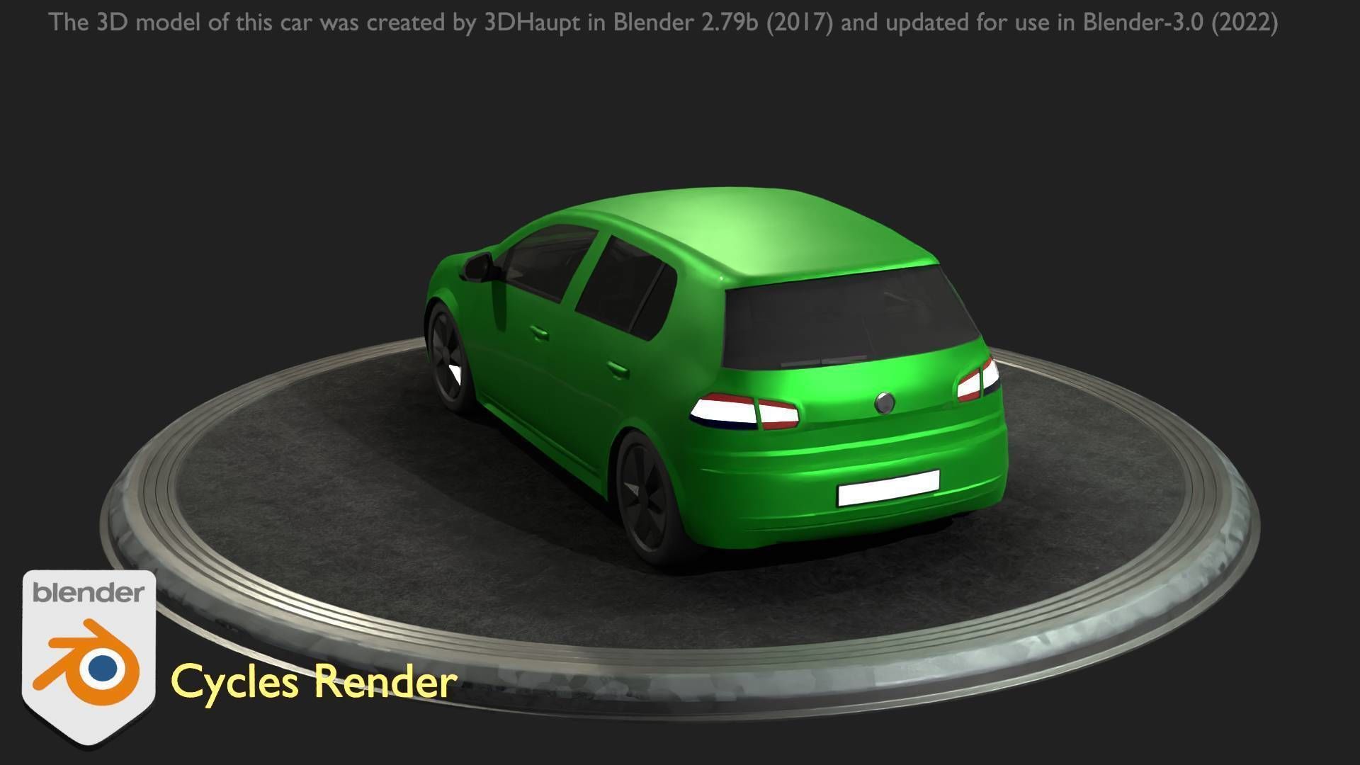 City Car 41 Compact Class Type-C Green Low-poly 3D model_35