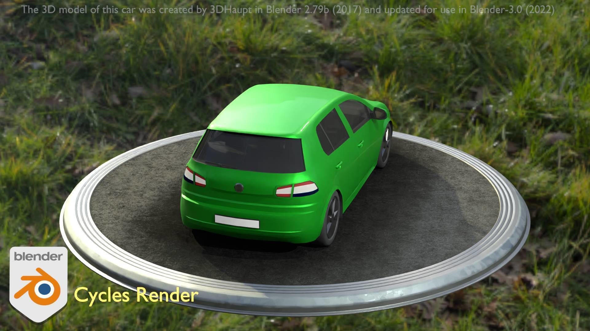 City Car 41 Compact Class Type-C Green Low-poly 3D model_37