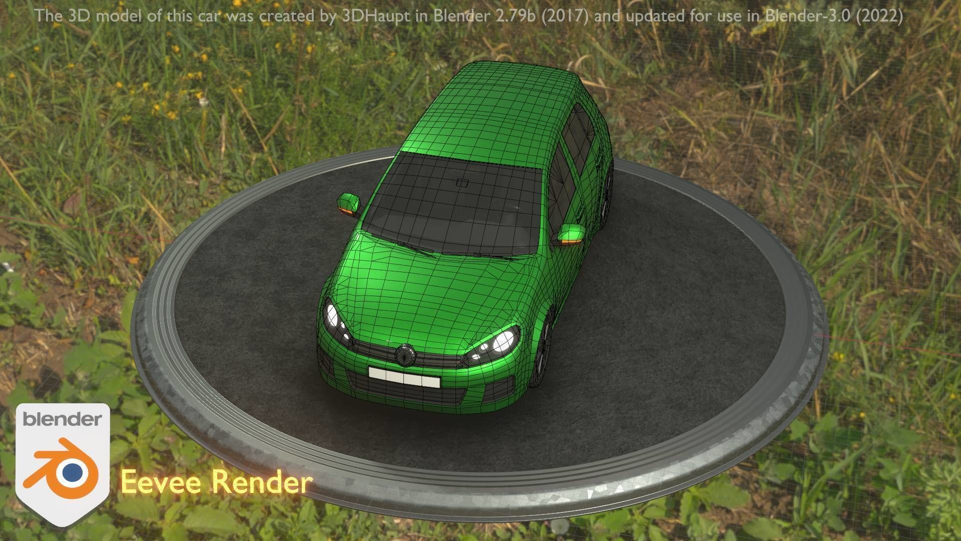 City Car 41 Compact Class Type-C Green Low-poly 3D model_6