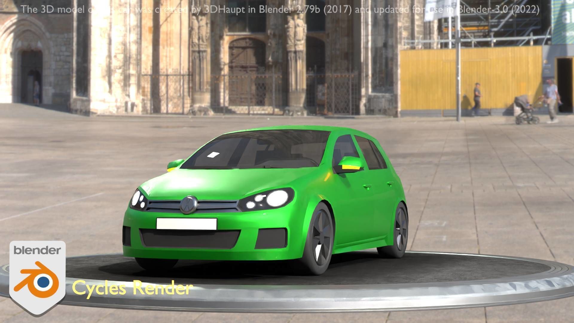 City Car 41 Compact Class Type-C Green Low-poly 3D model_31