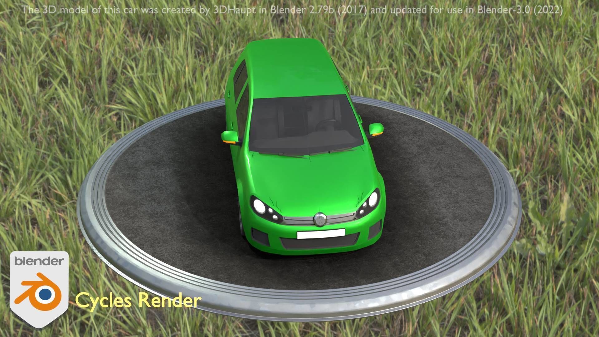 City Car 41 Compact Class Type-C Green Low-poly 3D model_5