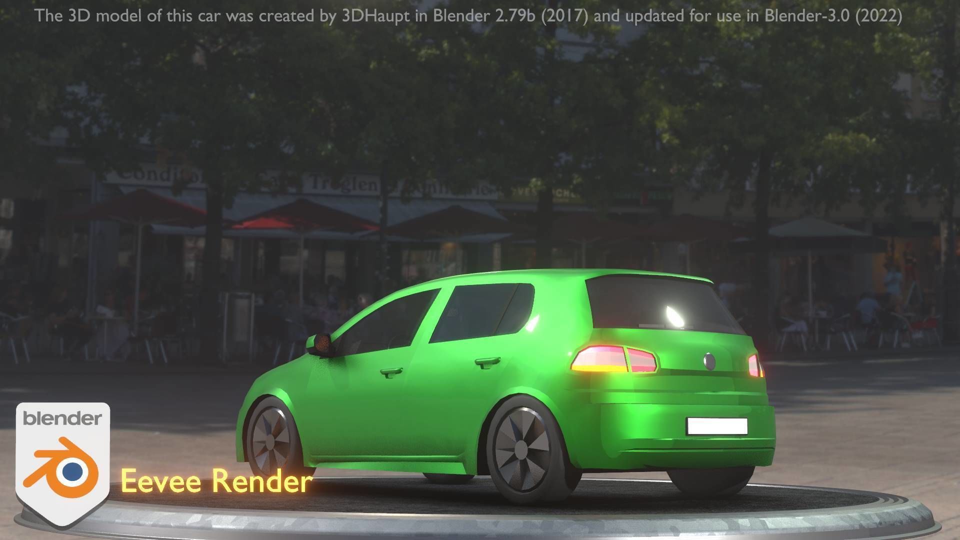 City Car 41 Compact Class Type-C Green Low-poly 3D model_23