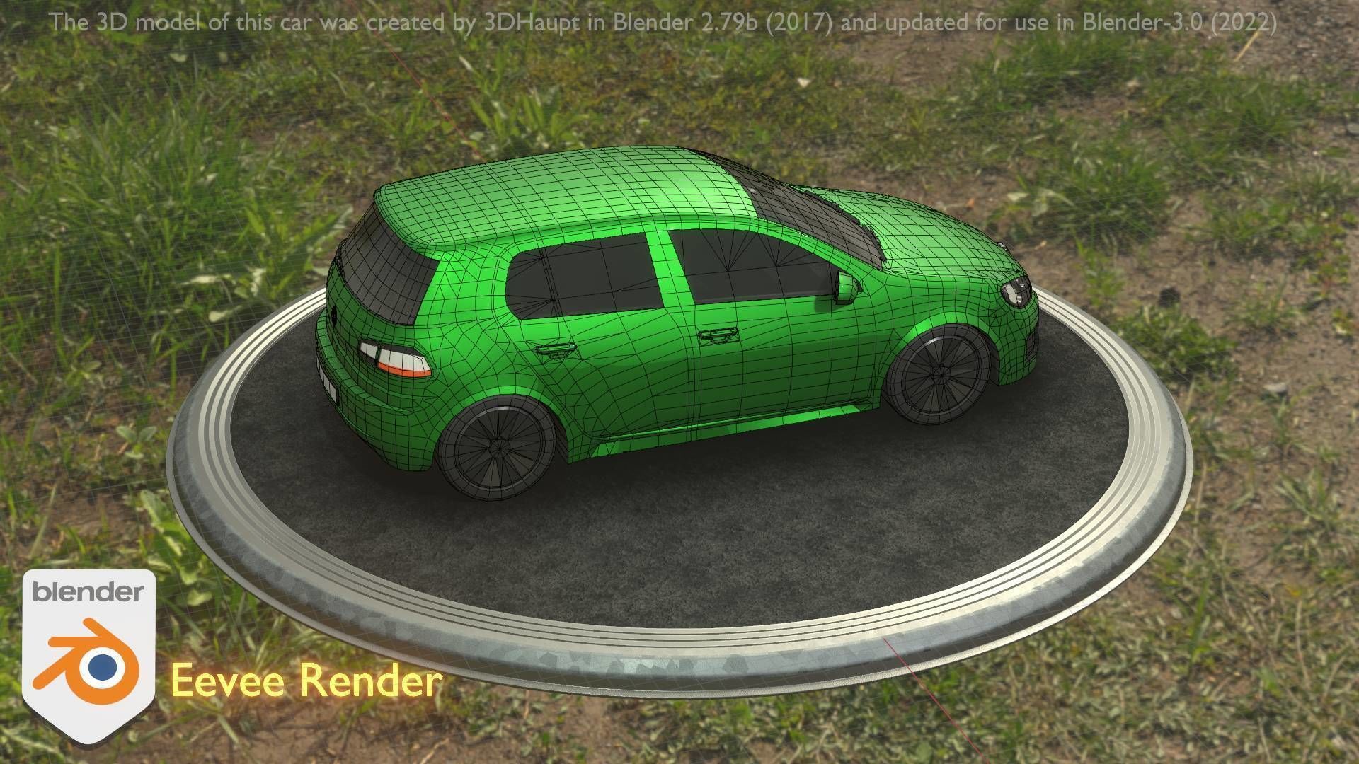 City Car 41 Compact Class Type-C Green Low-poly 3D model_72