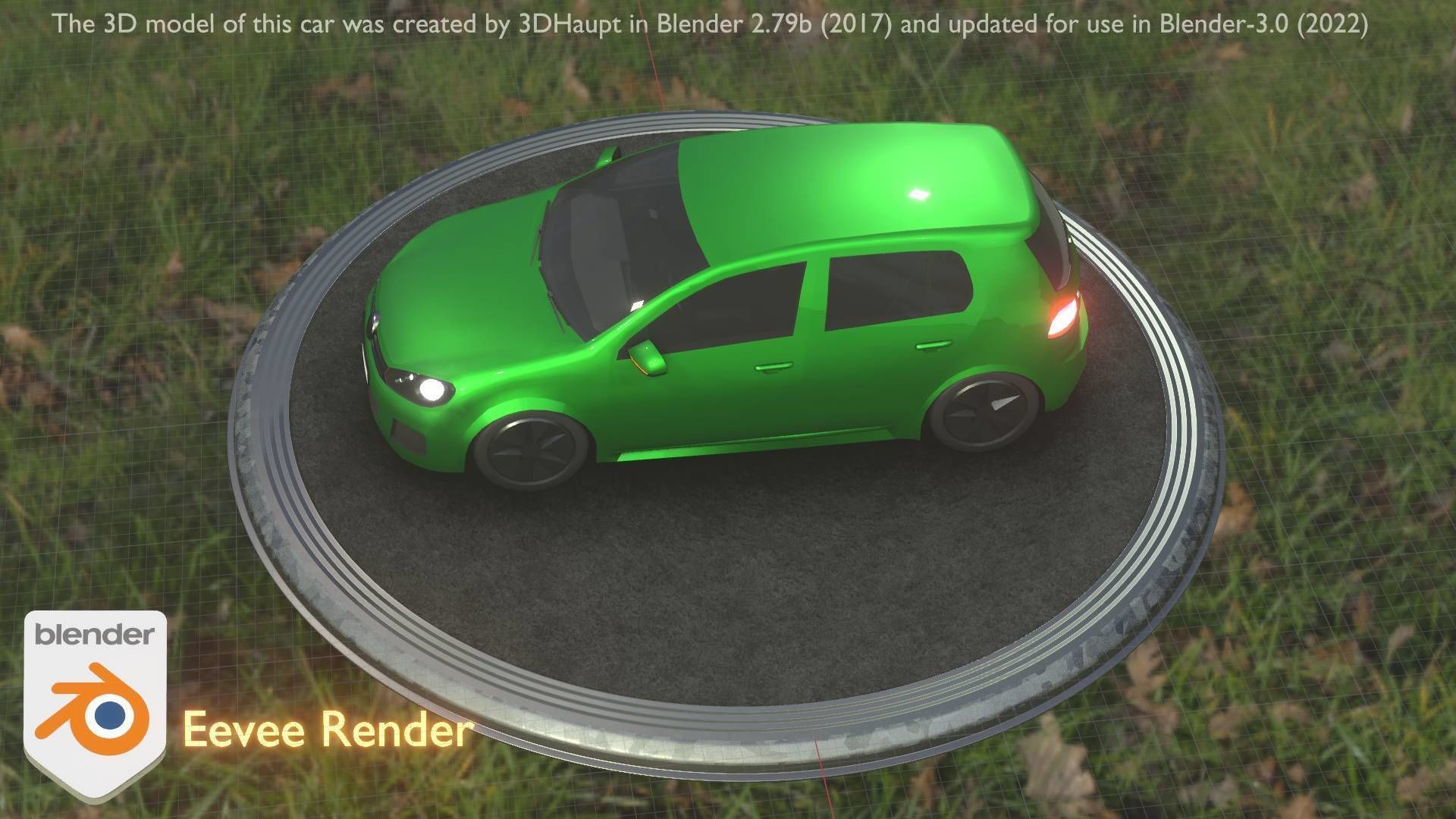 City Car 41 Compact Class Type-C Green Low-poly 3D model_56