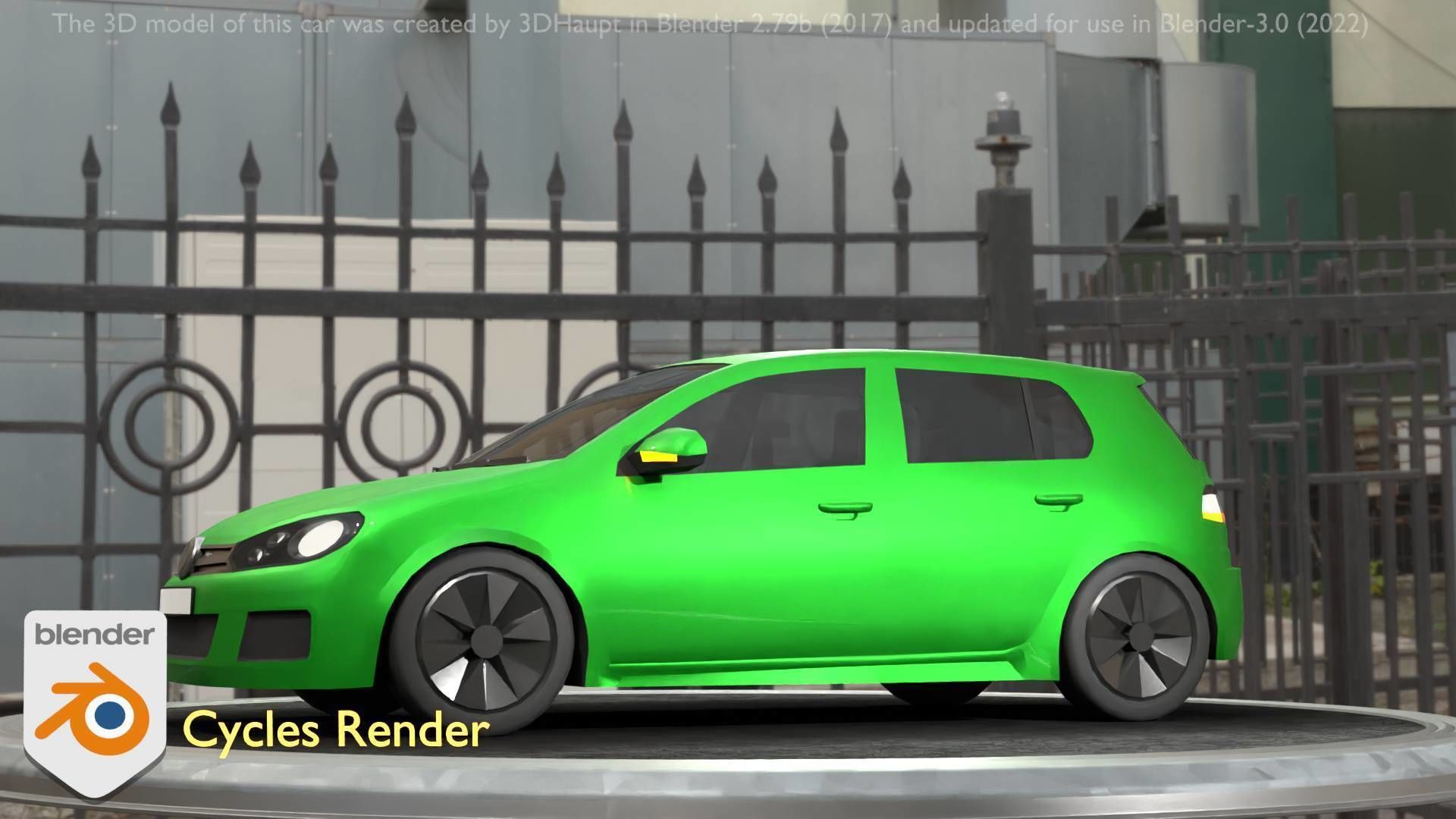 City Car 41 Compact Class Type-C Green Low-poly 3D model_12