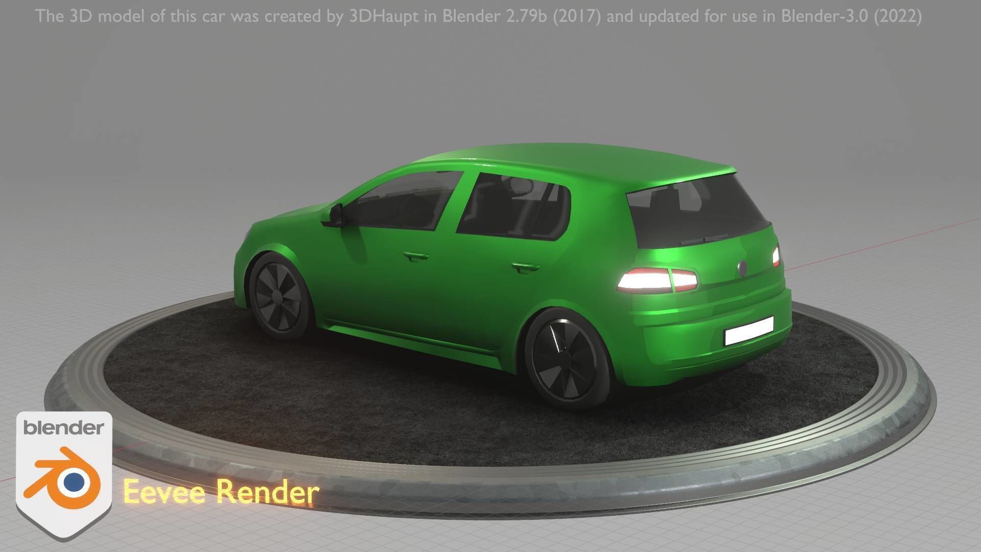 City Car 41 Compact Class Type-C Green Low-poly 3D model_34