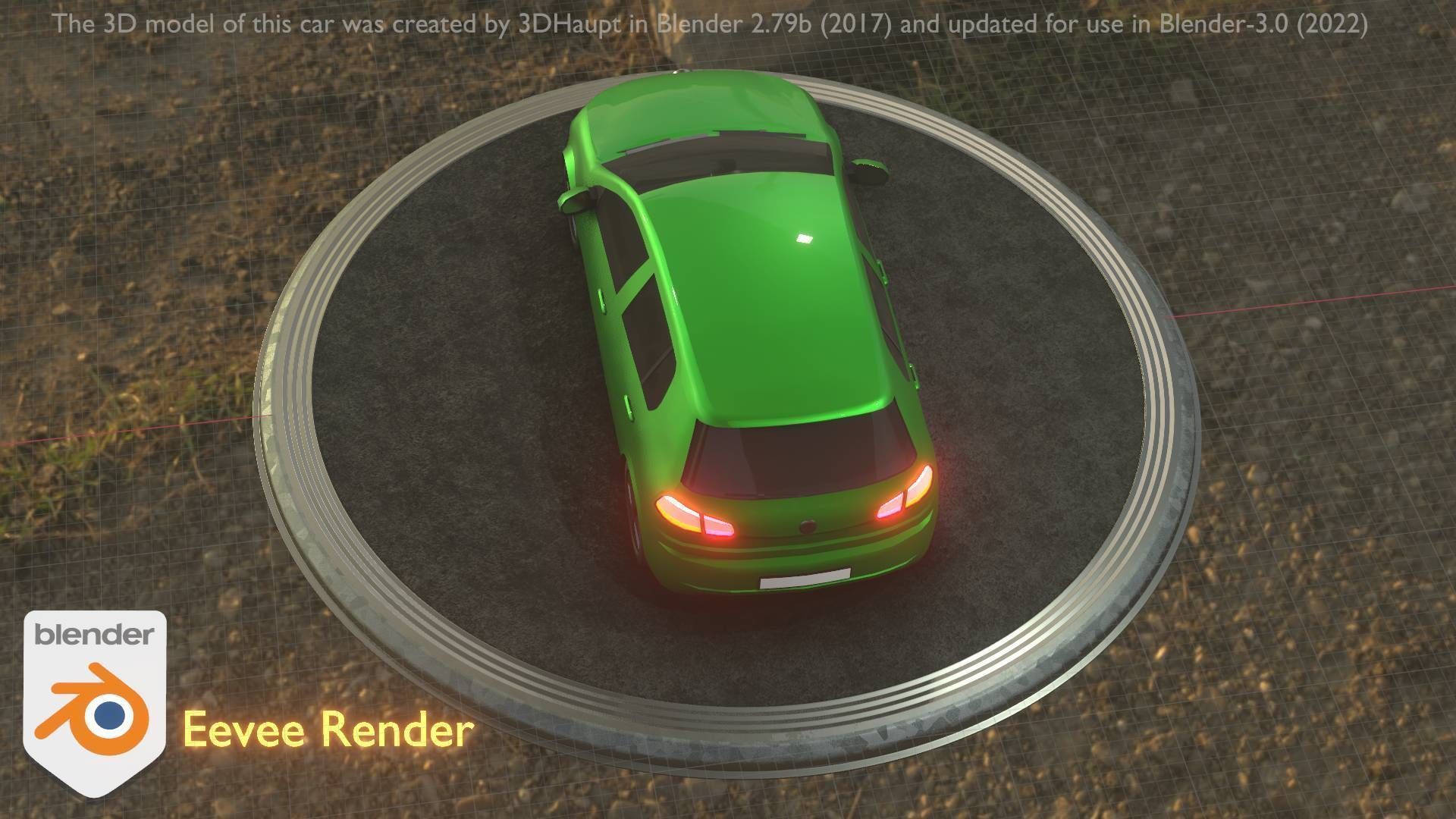 City Car 41 Compact Class Type-C Green Low-poly 3D model_48