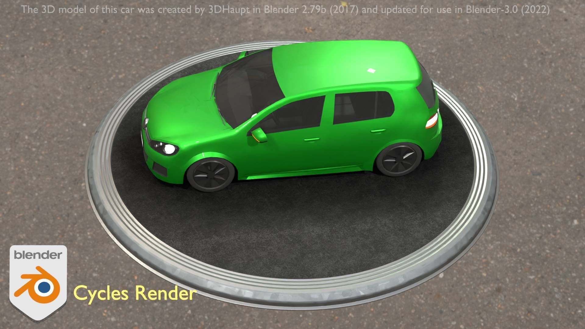 City Car 41 Compact Class Type-C Green Low-poly 3D model_91
