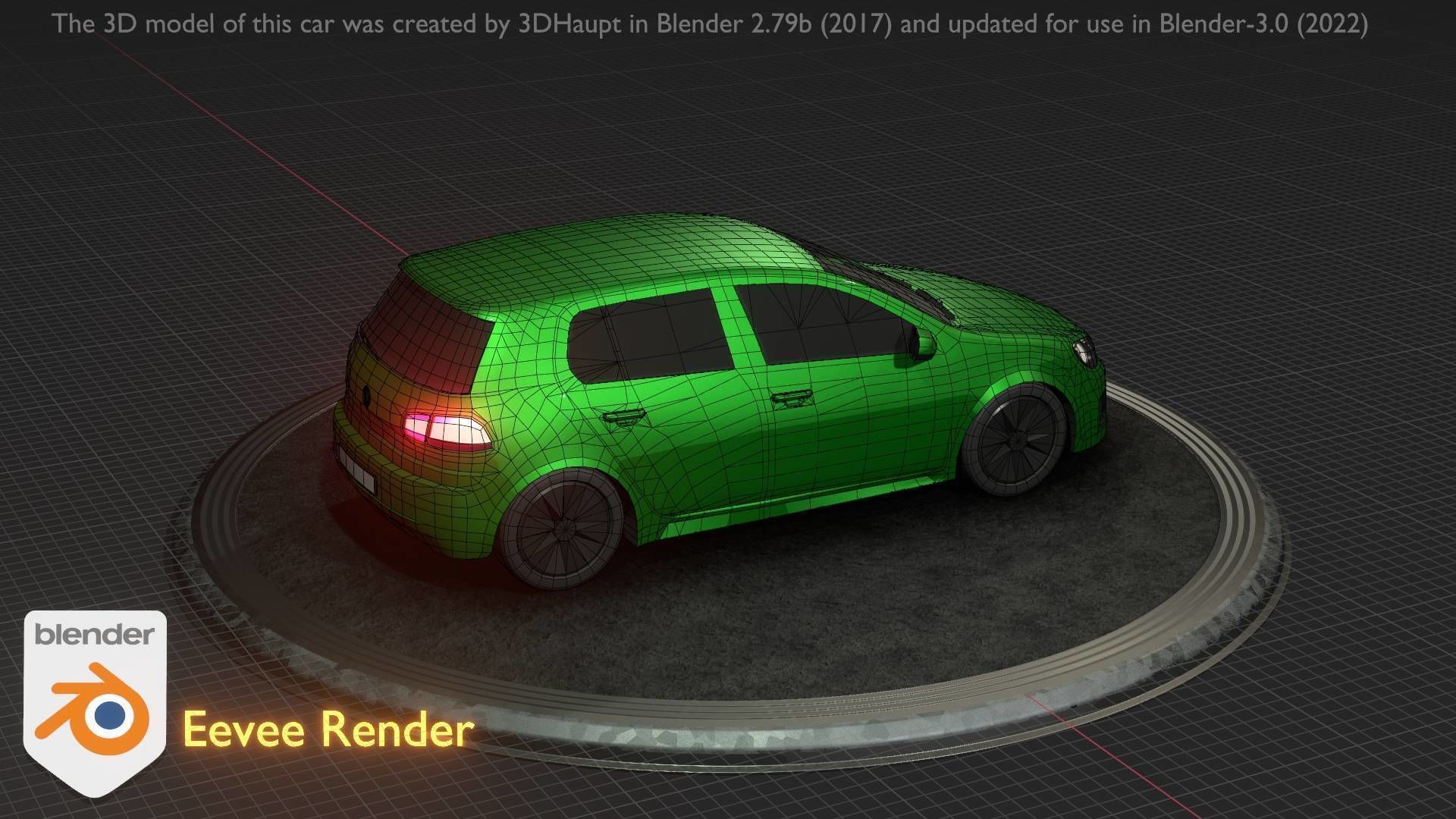 City Car 41 Compact Class Type-C Green Low-poly 3D model_84
