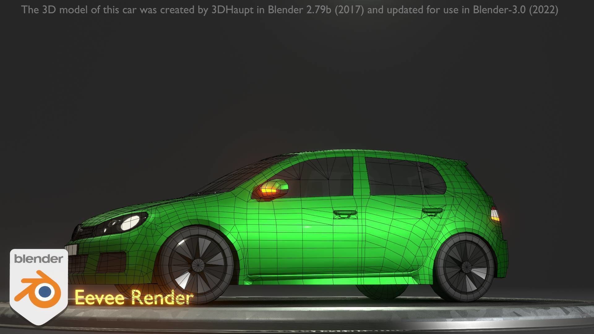 City Car 41 Compact Class Type-C Green Low-poly 3D model_79