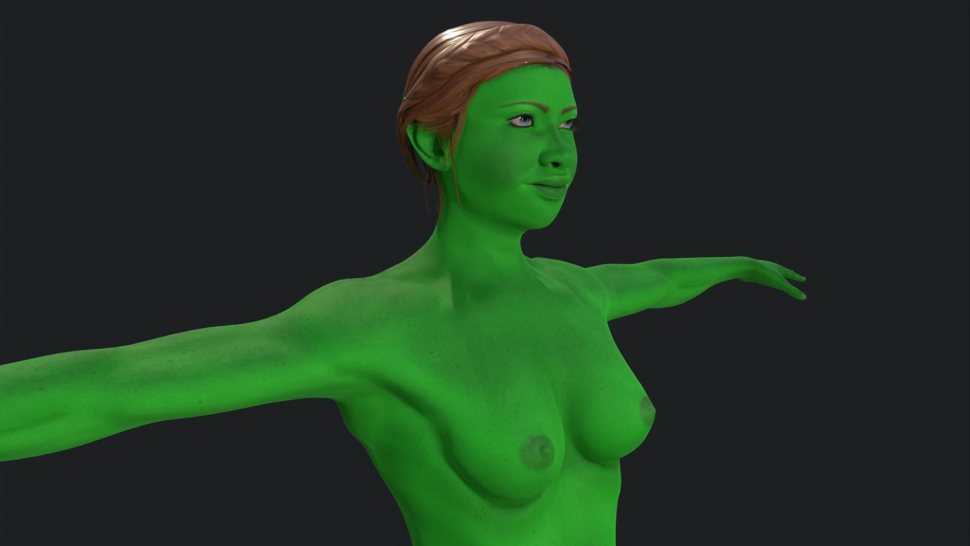 Green Girl Game Ready Low-poly 3D model_1
