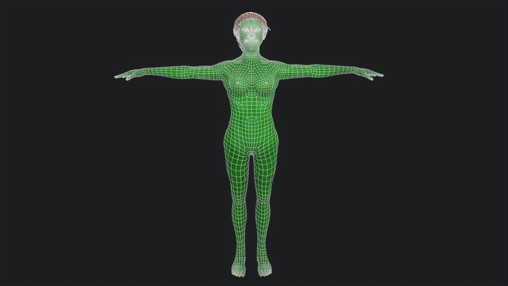 Green Girl Game Ready Low-poly 3D model_11