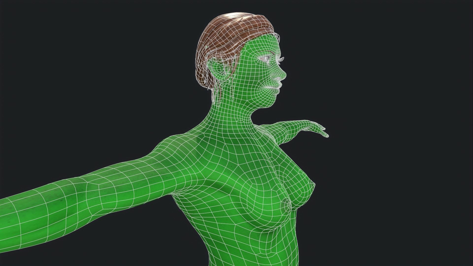Green Girl Game Ready Low-poly 3D model_16