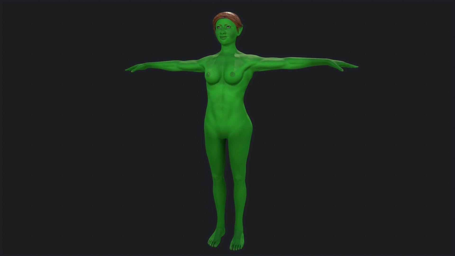Green Girl Game Ready Low-poly 3D model_10