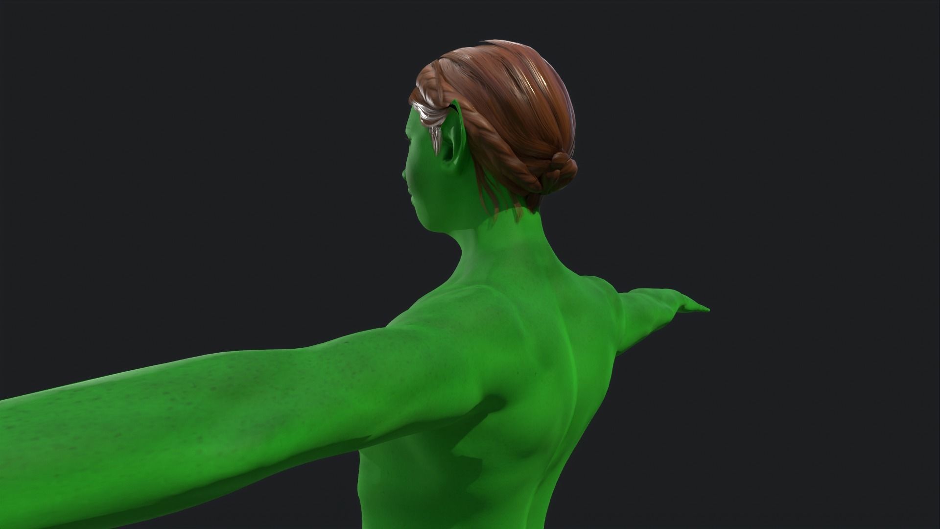 Green Girl Game Ready Low-poly 3D model_18