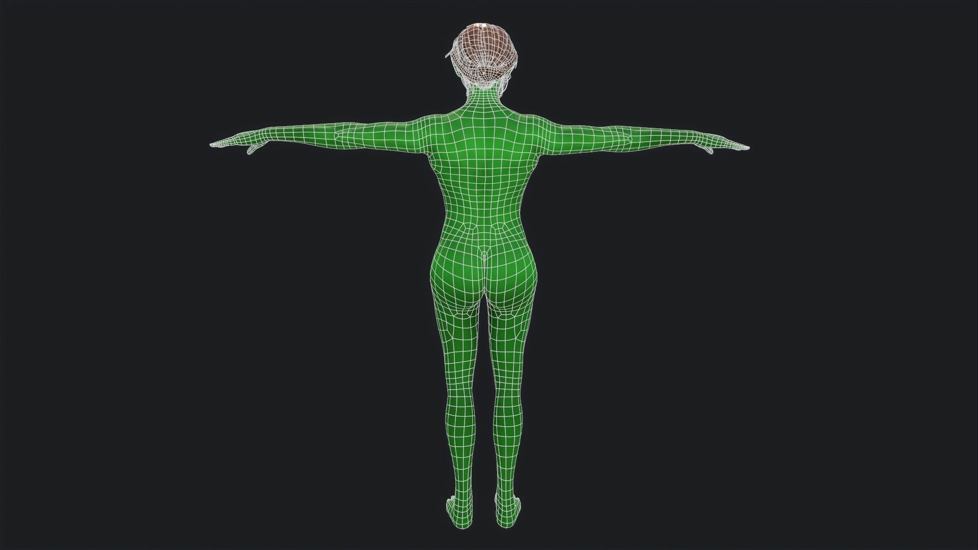 Green Girl Game Ready Low-poly 3D model_13