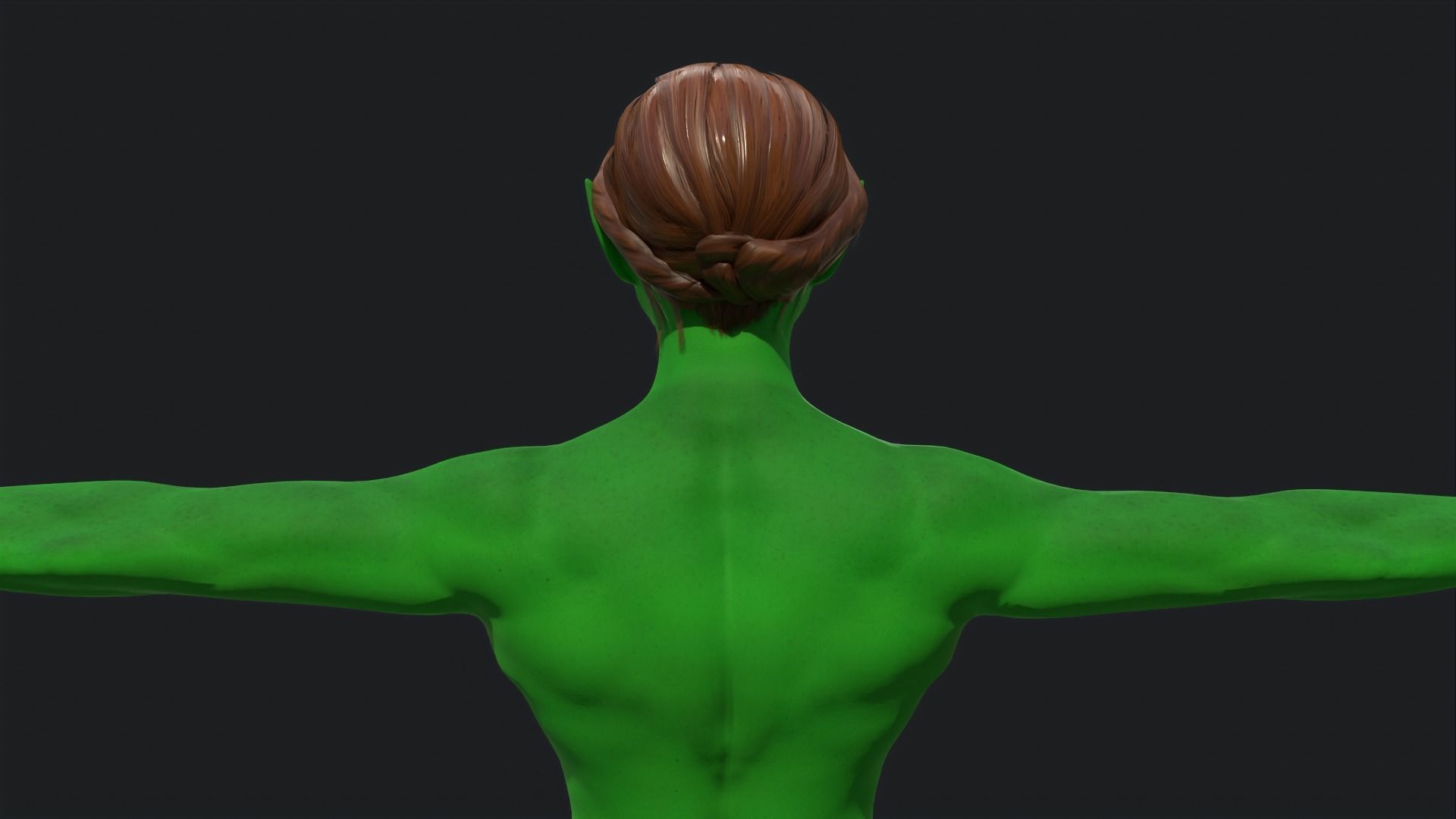 Green Girl Game Ready Low-poly 3D model_4