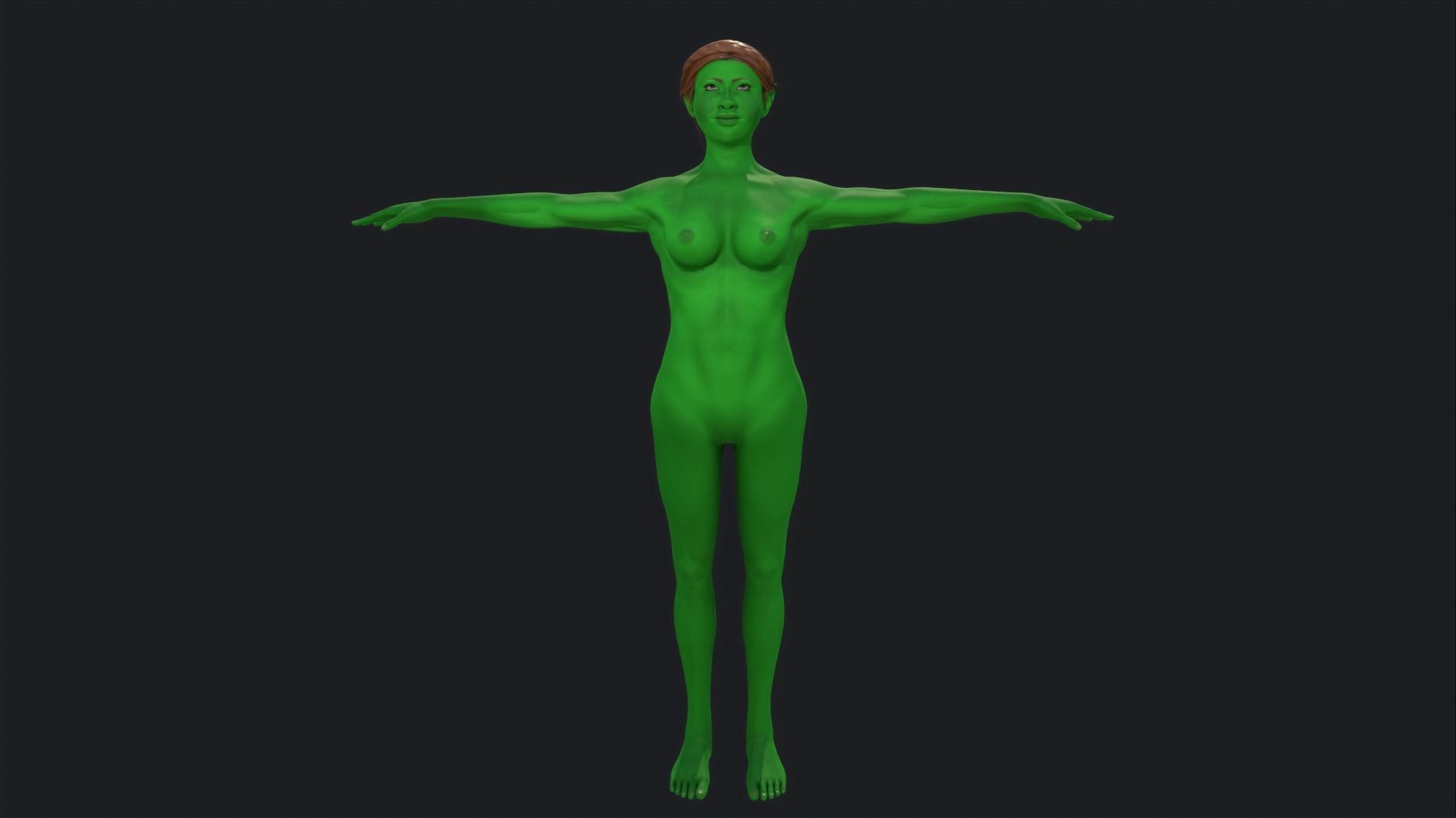 Green Girl Game Ready Low-poly 3D model_5