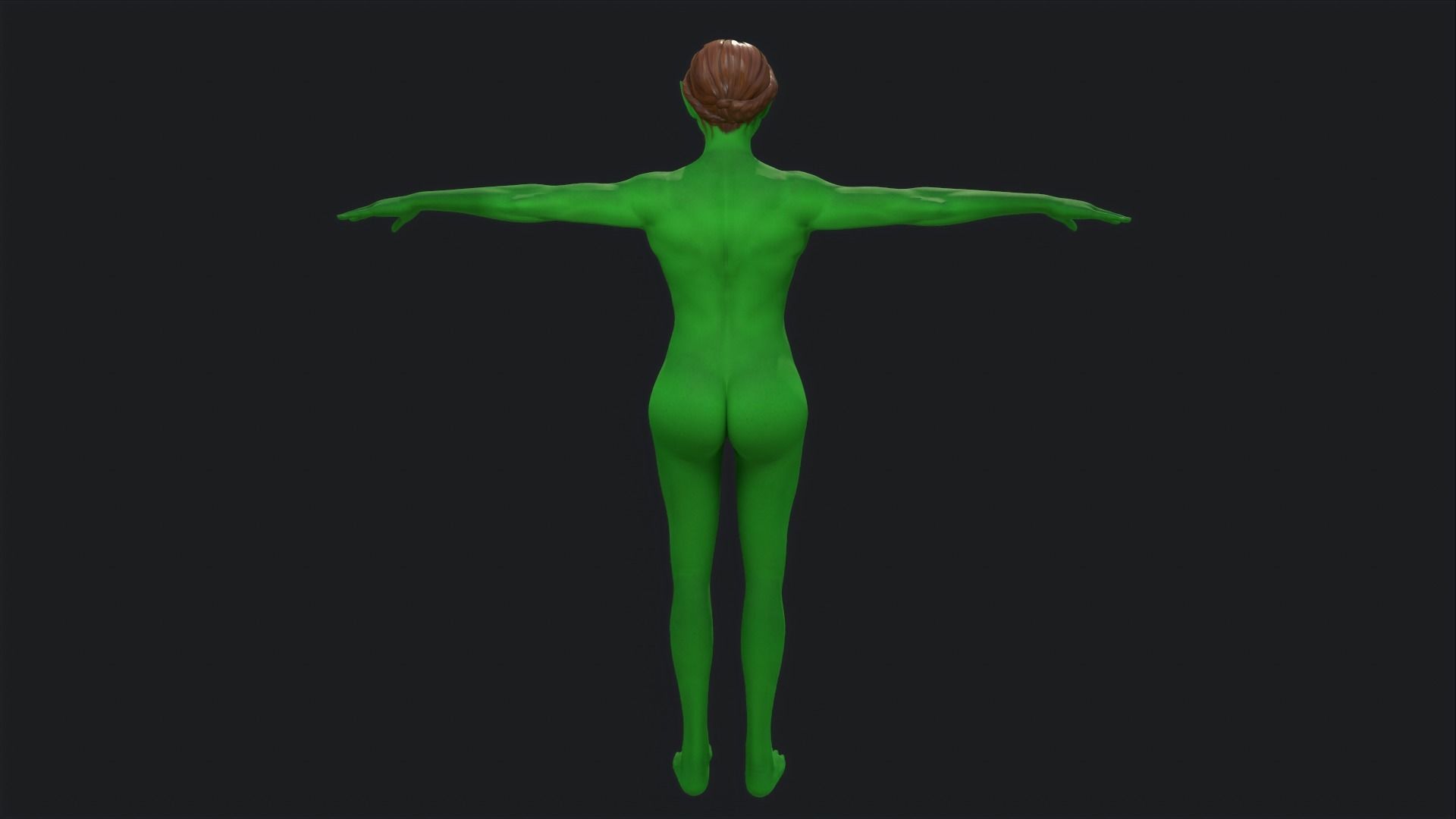 Green Girl Game Ready Low-poly 3D model_8