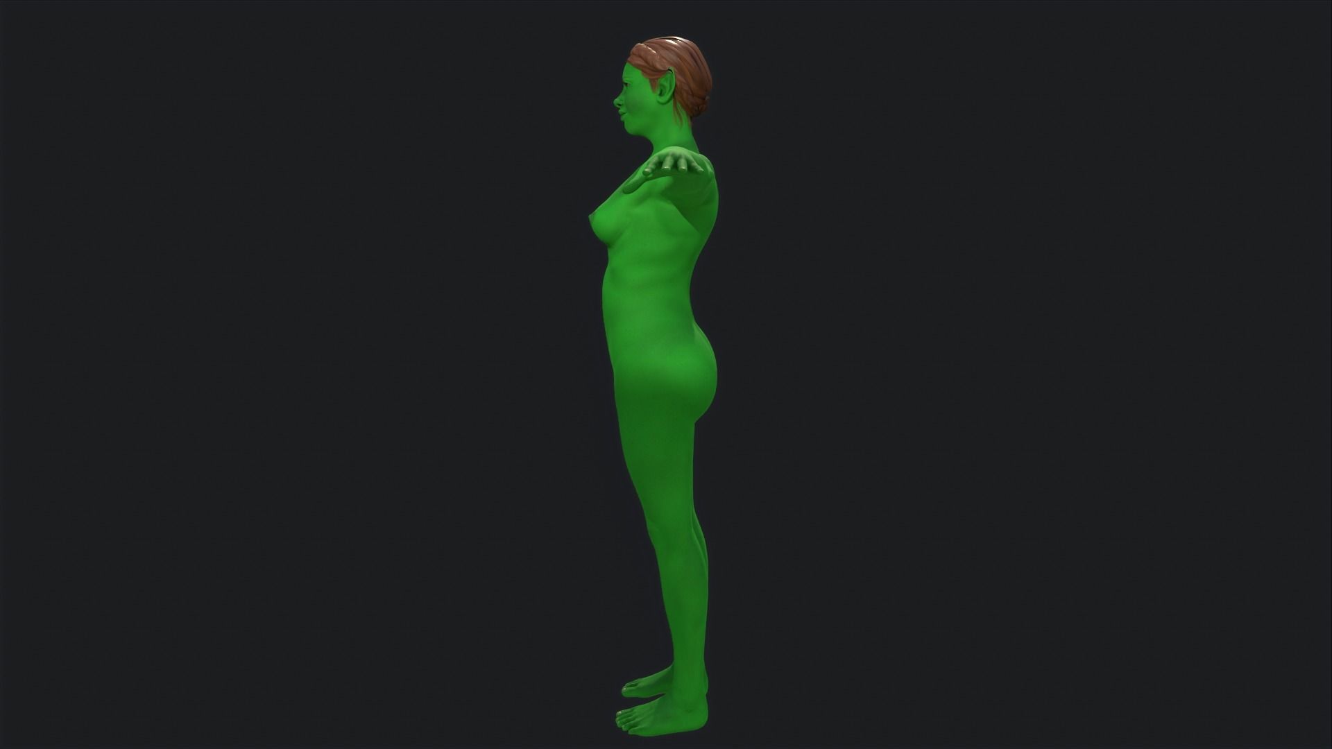 Green Girl Game Ready Low-poly 3D model_9