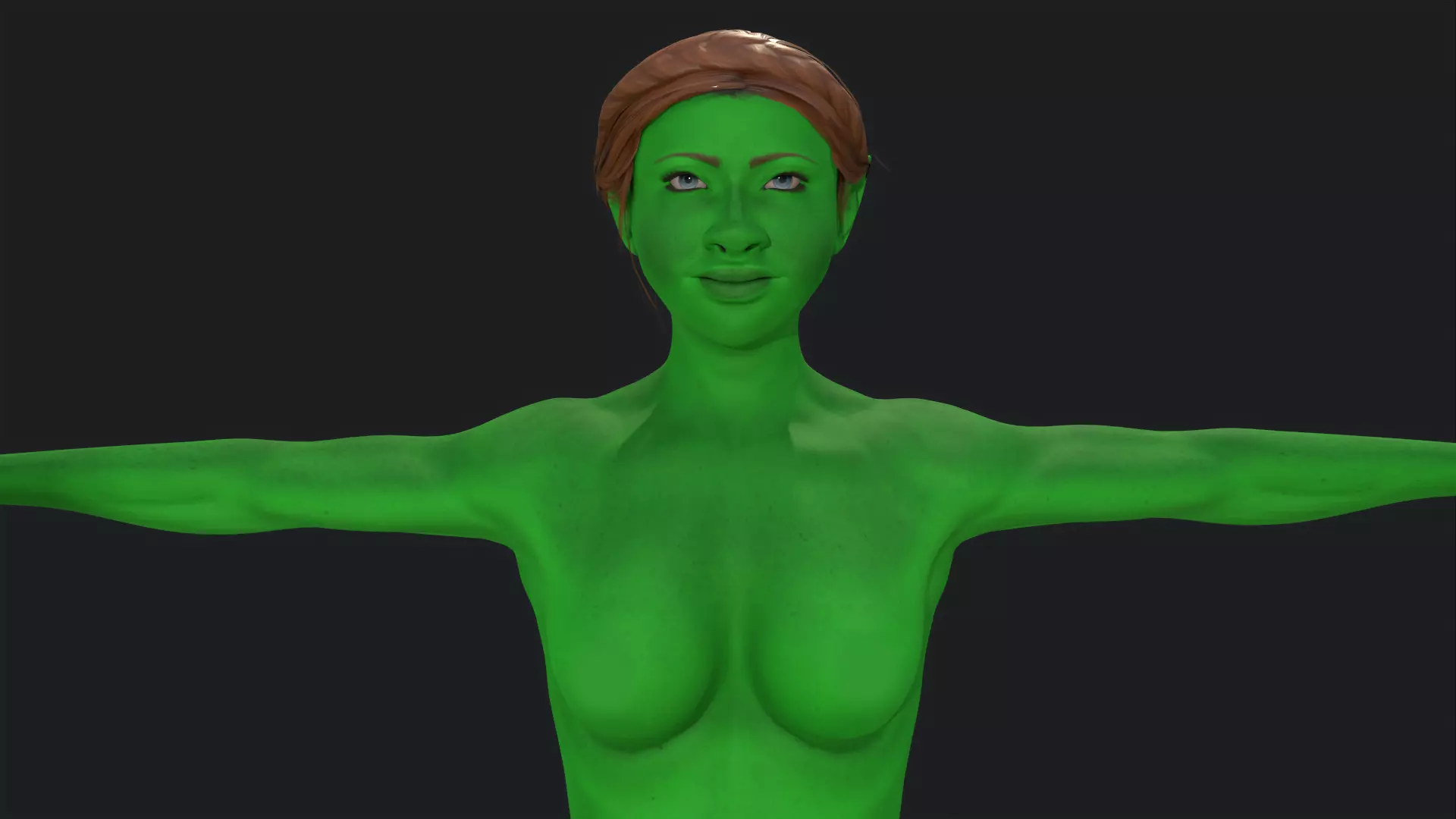 Green Girl Game Ready Low-poly 3D model_0