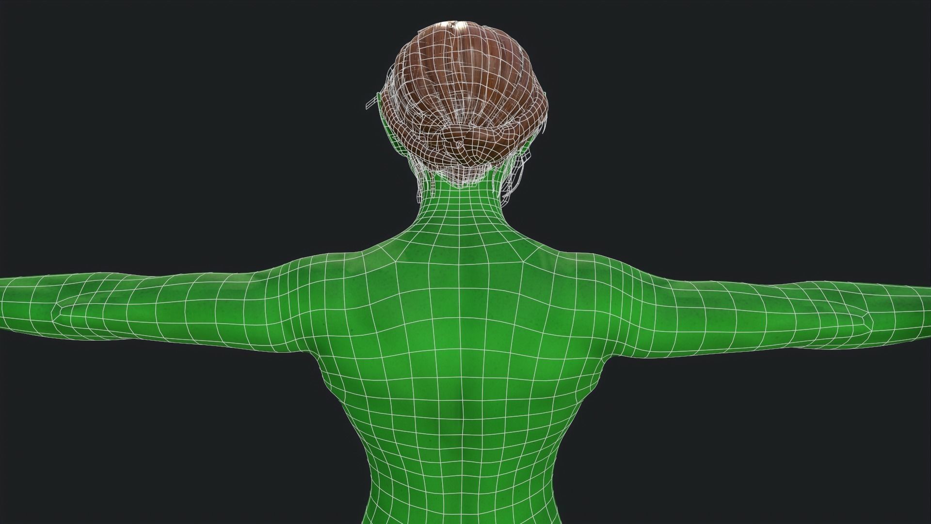 Green Girl Game Ready Low-poly 3D model_17