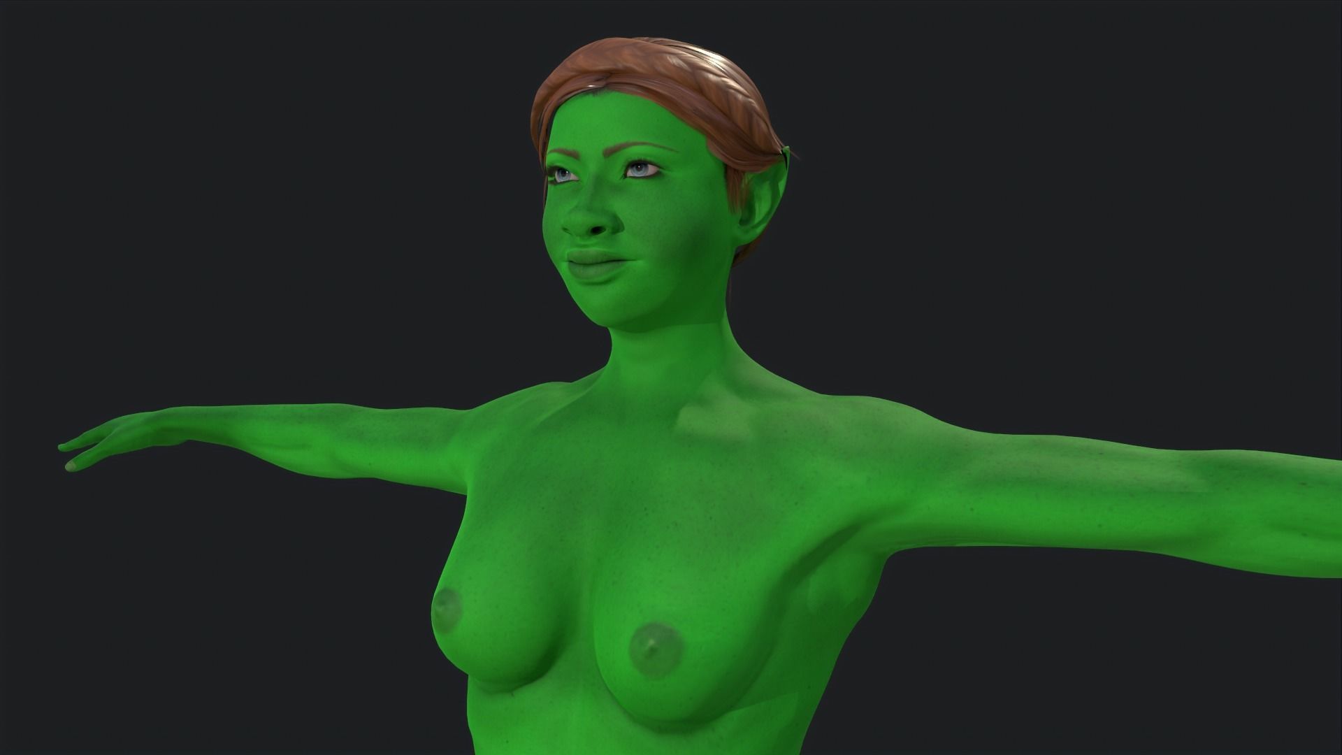 Green Girl Game Ready Low-poly 3D model_3