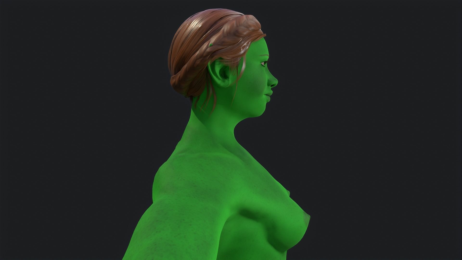 Green Girl Game Ready Low-poly 3D model_2
