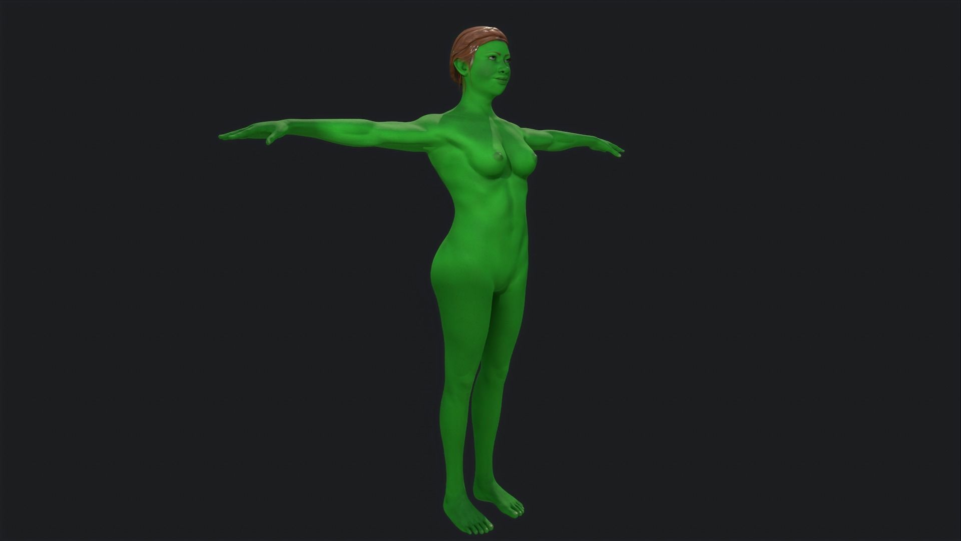 Green Girl Game Ready Low-poly 3D model_6