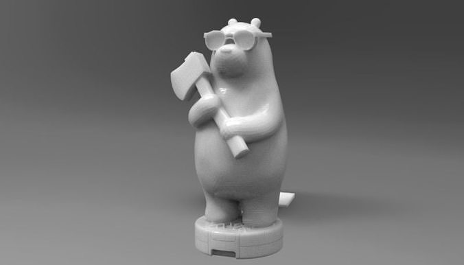 icebear bear with axe 3D print model