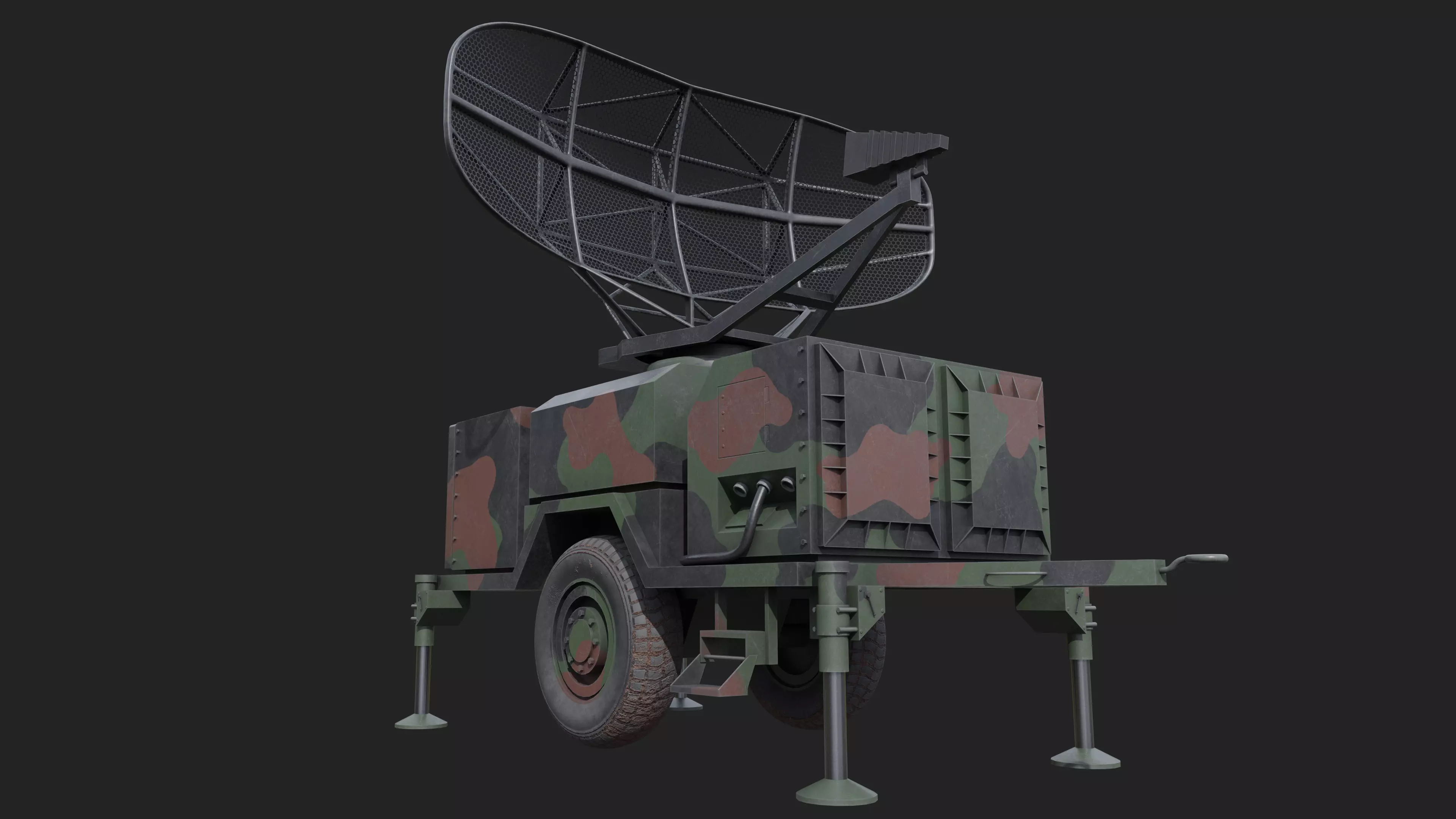 Military Air Radar Low-poly 3D model