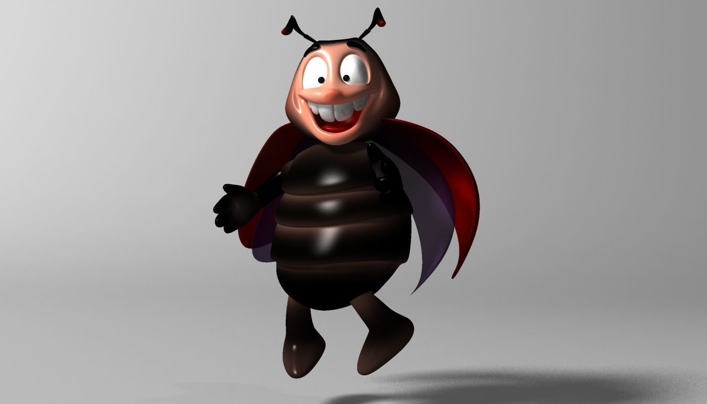 Cartoon Ladybug RIGGED Low-poly 3D model_5