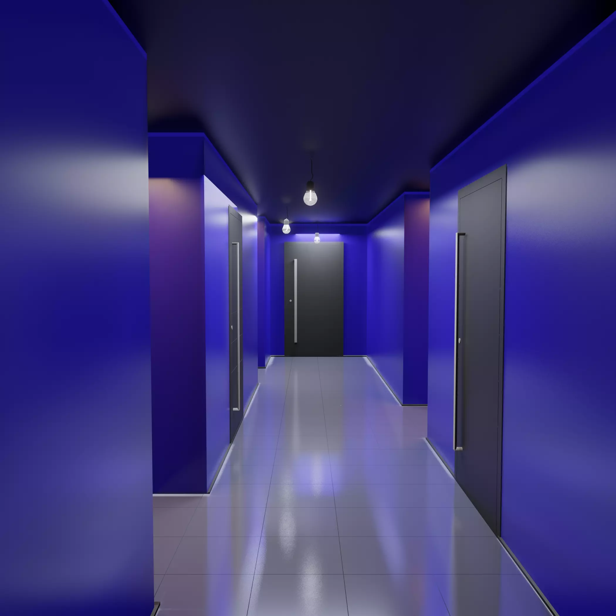 Hallway empty with walls 3D model_0