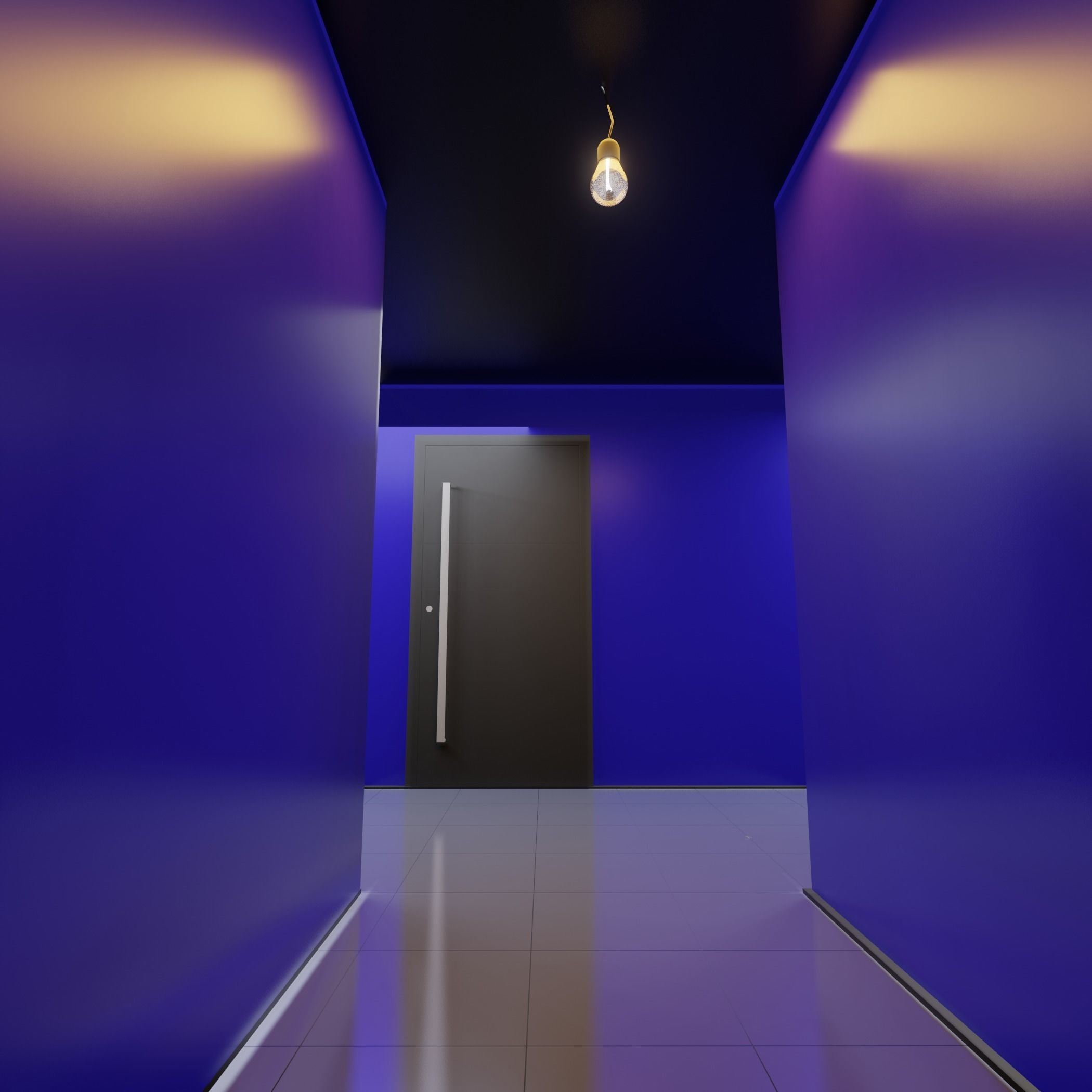 Hallway empty with walls 3D model_2