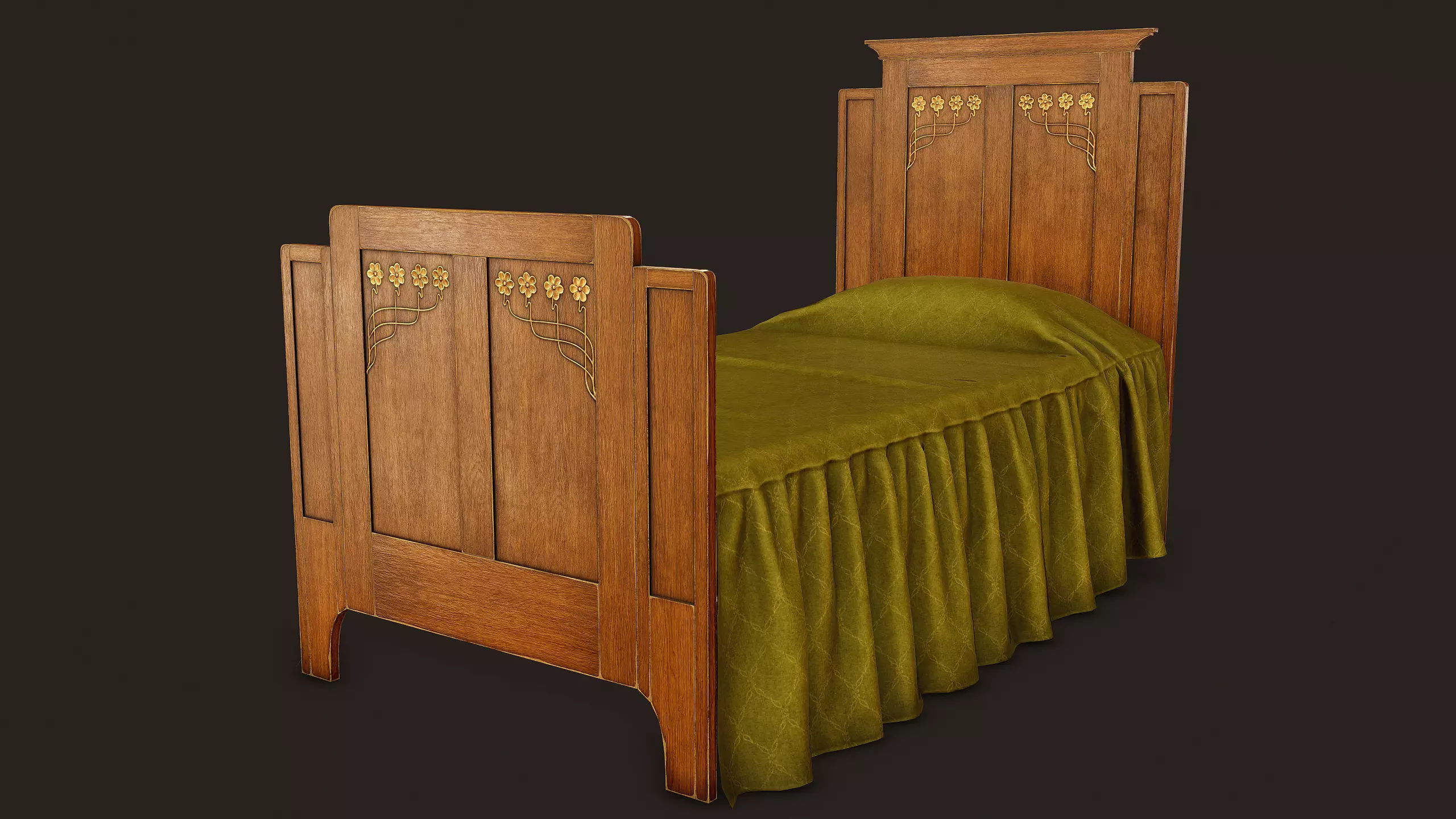 Old Bed - PBR Game Ready Low-poly 3D model
