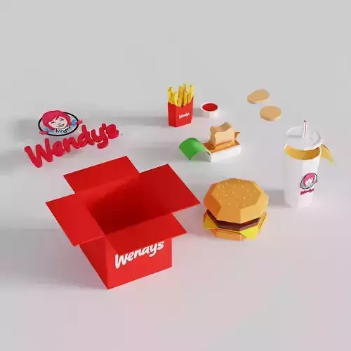 Lowpoly Cardboard paper style food assets 3D model