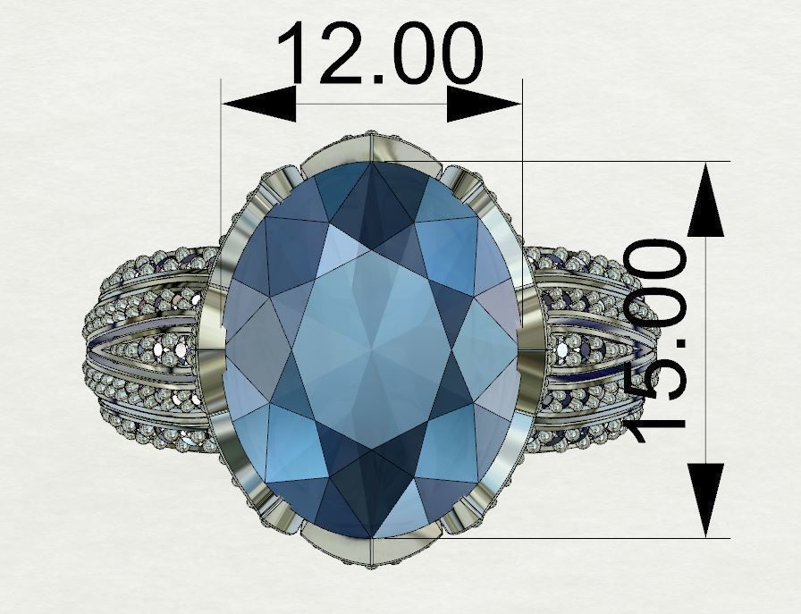 Diamond and Topaz ring 3D print model 3D print model_2