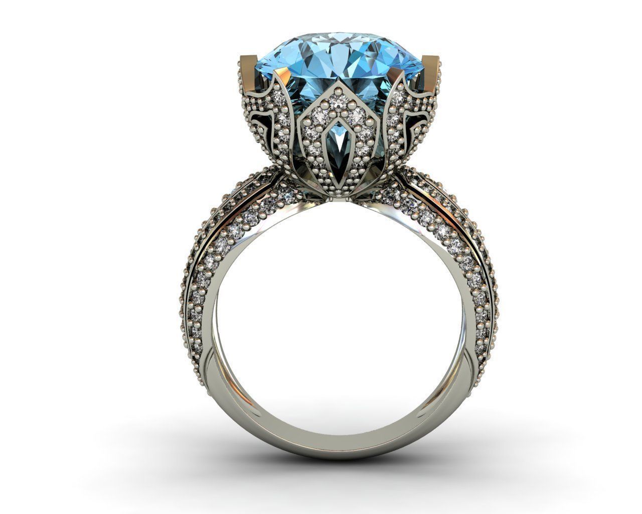 Diamond and Topaz ring 3D print model 3D print model_7