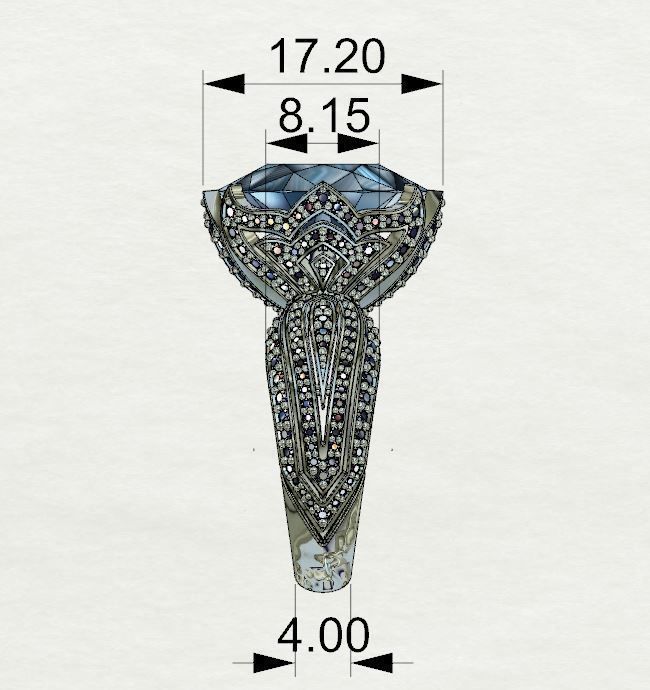 Diamond and Topaz ring 3D print model 3D print model_4