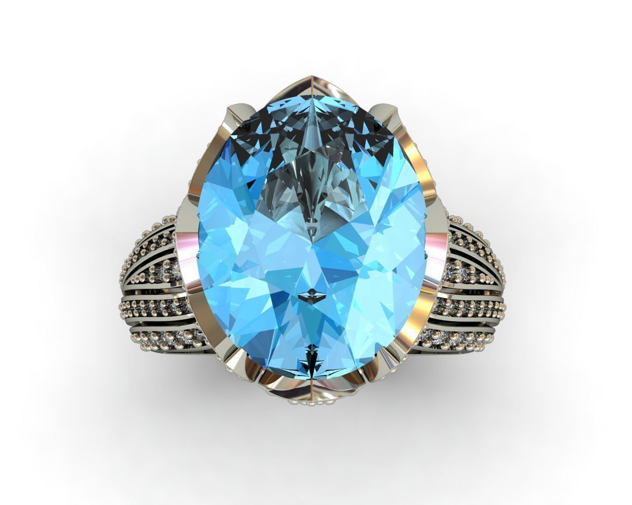 Diamond and Topaz ring 3D print model 3D print model_8