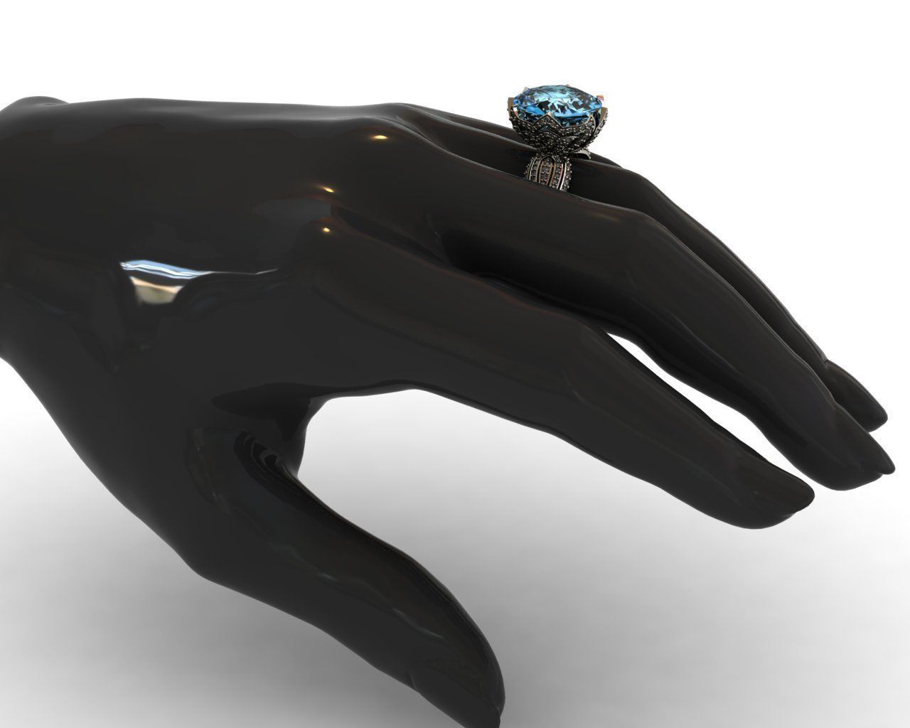 Diamond and Topaz ring 3D print model 3D print model_13