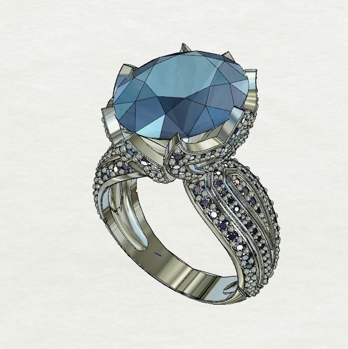 Diamond and Topaz ring 3D print model 3D print model_5