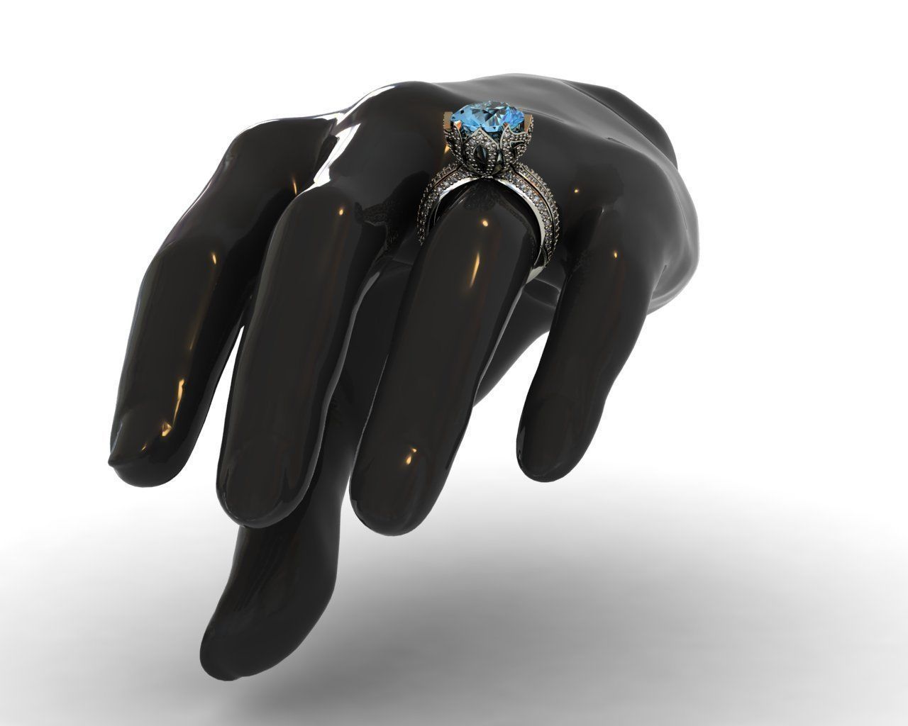 Diamond and Topaz ring 3D print model 3D print model_11