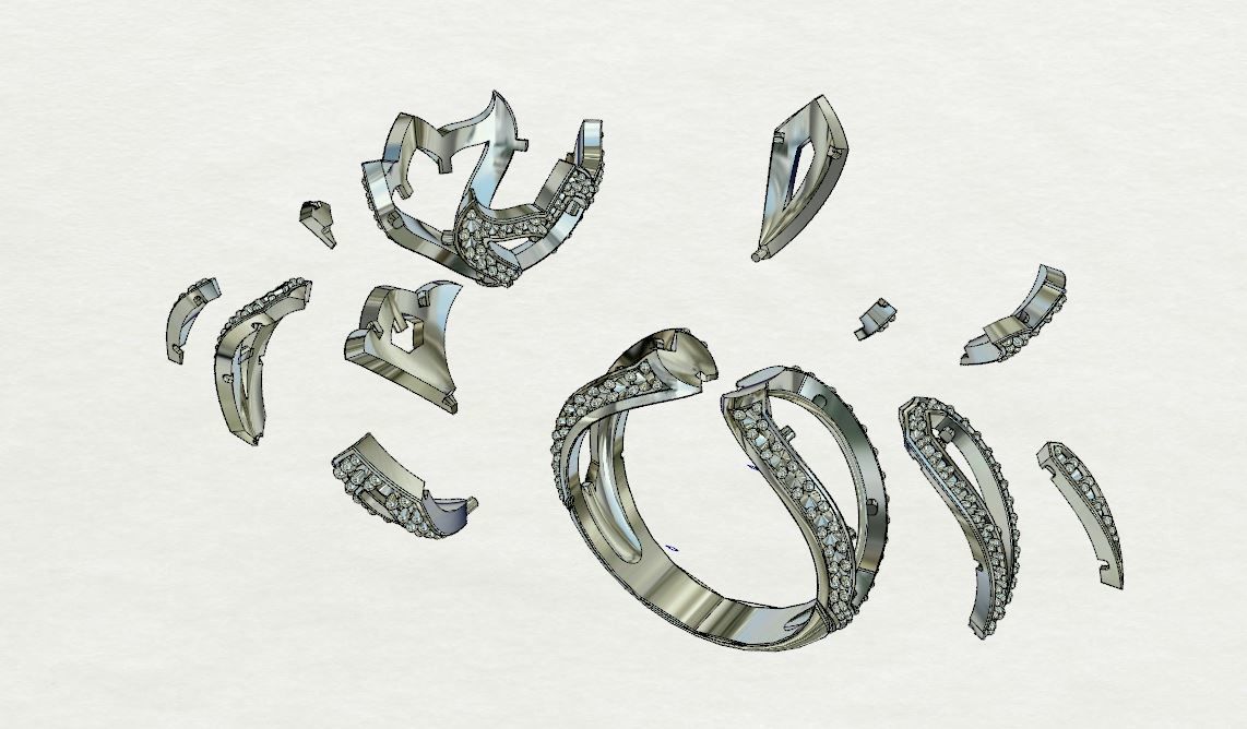 Diamond and Topaz ring 3D print model 3D print model_6