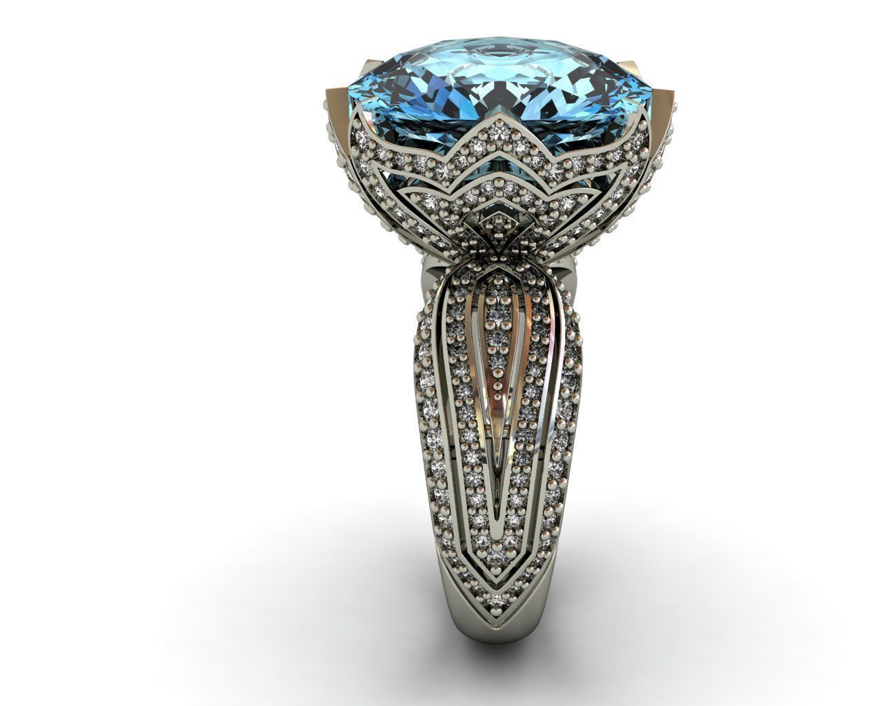 Diamond and Topaz ring 3D print model 3D print model_9