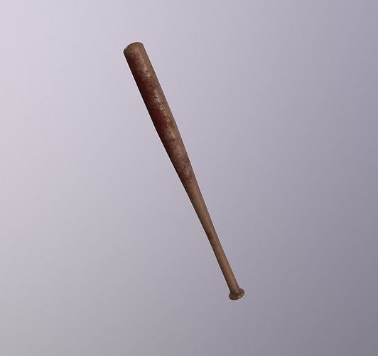 Wooden Bat with blood Low-poly 3D model