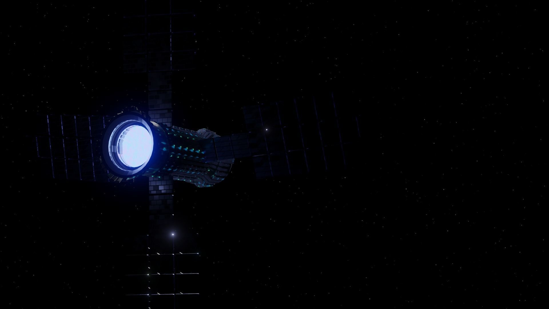 Ice planet with satellite 3D model_2